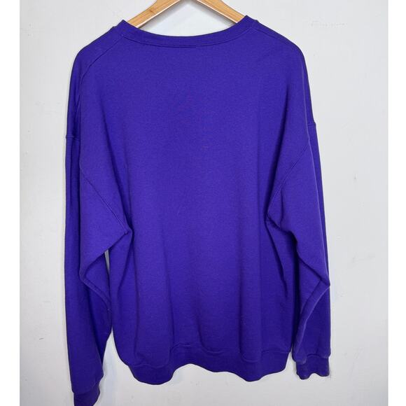 Vintagw Womens Cat Sweatshirt Purple 90S Athleisure No Tag - Picture 3 of 3